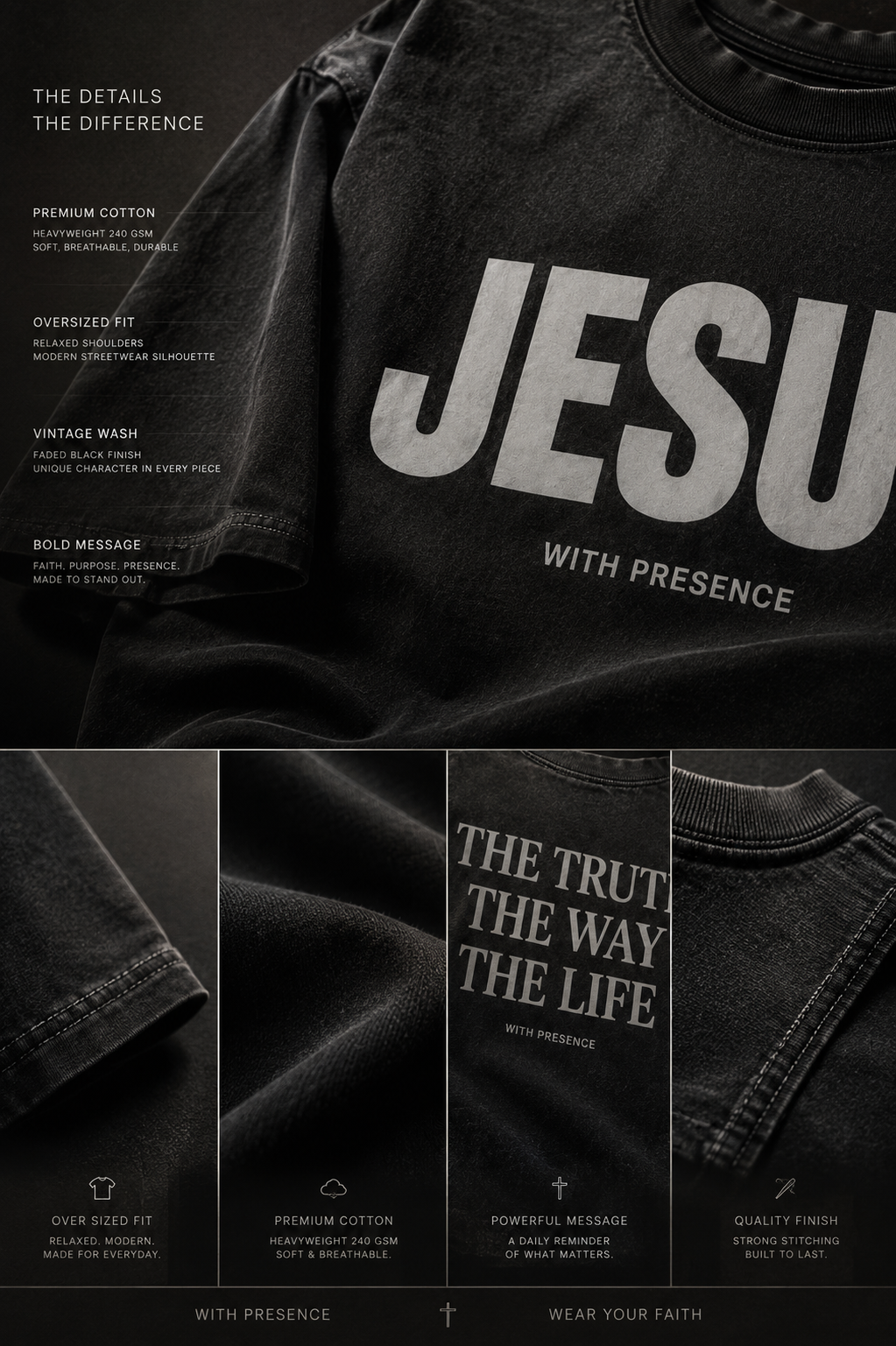 Jesus With Presence -  Premium Cotton Tee